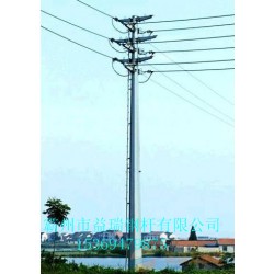 常州市28米35kv转角钢杆 电力钢管杆 打桩施工
