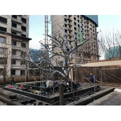 駐馬店小區(qū)安裝梅花樹雕塑 不銹鋼鏡面植物景觀圖