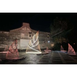 烏鎮(zhèn)古城燈光景觀 不銹鋼絲鏤空筍雕塑  豐茂之光，如筍新生