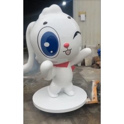 鹽城中秋大耳玉兔雕塑 大眼萌兔玻璃鋼擺件