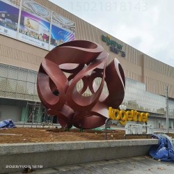 龍巖保利廣場鐵繡球擺件 不銹鋼球雕塑安裝圖