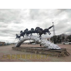 杭州廣場馬不銹鋼雕塑 奔騰的駿馬雕塑