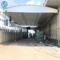 秦淮月牙湖伸缩遮阳棚 秦淮鸿禧移动折叠推拉篷