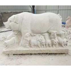 石头雕刻小猪石雕猪母猪雕塑摆件