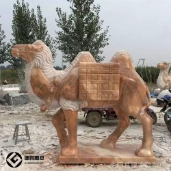 公园石雕双峰骆驼雕塑大理石骆驼群园林石雕沙漠之舟