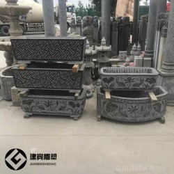青石鱼缸石雕长盆仿古石槽养鱼水槽石缸庭院摆件