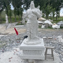 景区大理石关公像石雕武财神关二爷雕塑摆件