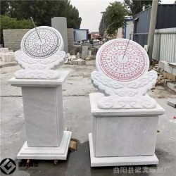 汉白玉日晷石雕古代计时器校园大理石日晷雕塑毕业纪念