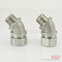 不锈钢45度接头外螺纹金属软管连接器设备穿线用3/8到2寸